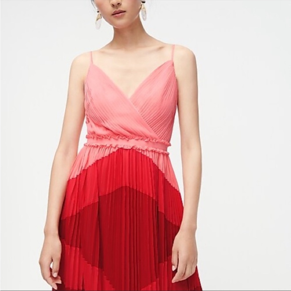 J.Crew Pink Pleated Geometric Maxi Dress size 6